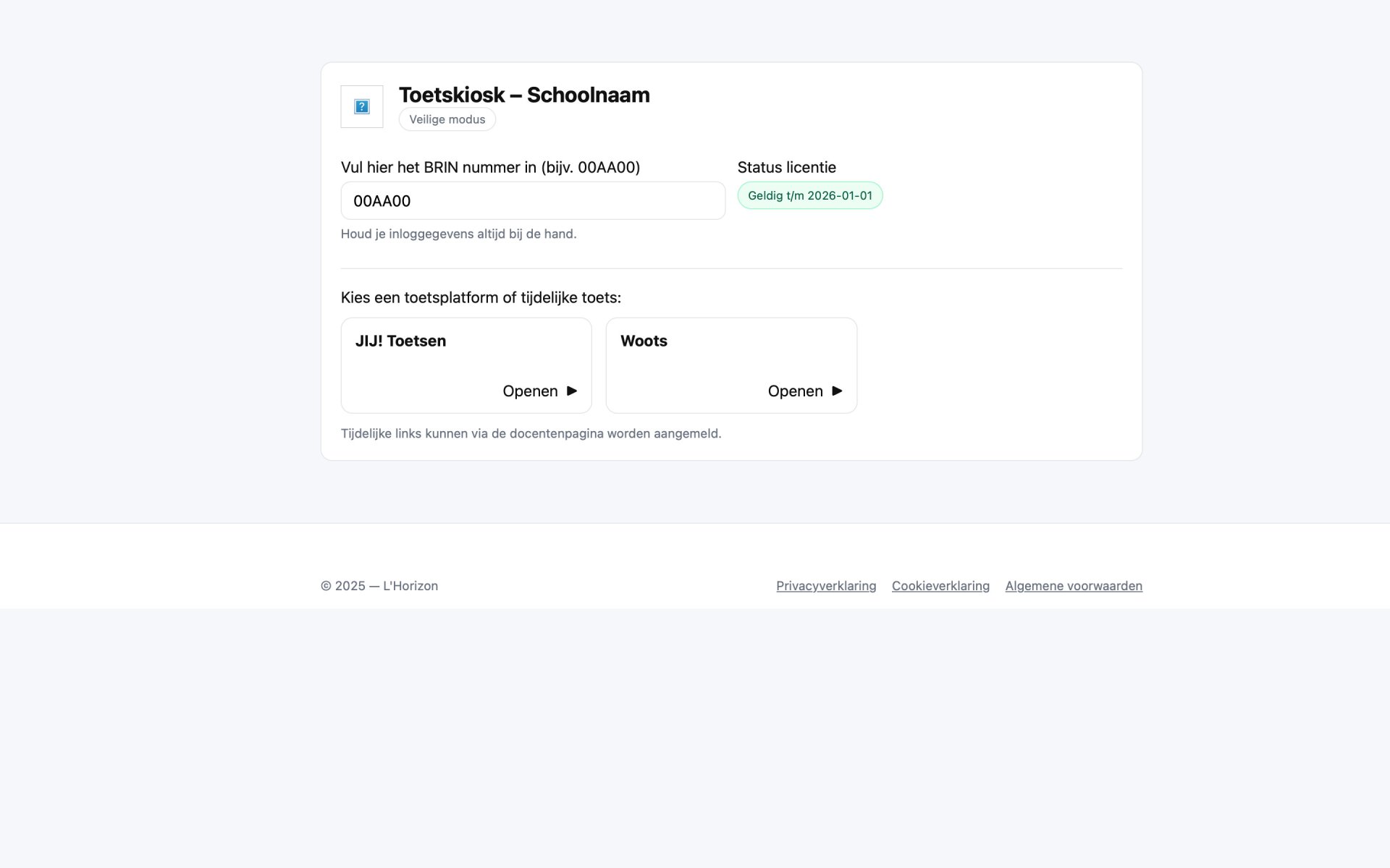 Toetsafname (schoollicentie)